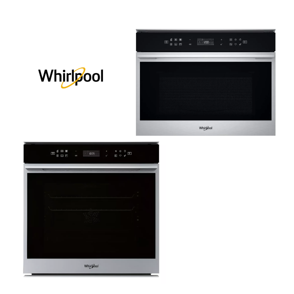 torre wcollection silver: horno empotrable eléctrico 73 lts (woc73as) + microondas empotrable 40 lts (wmo40as)