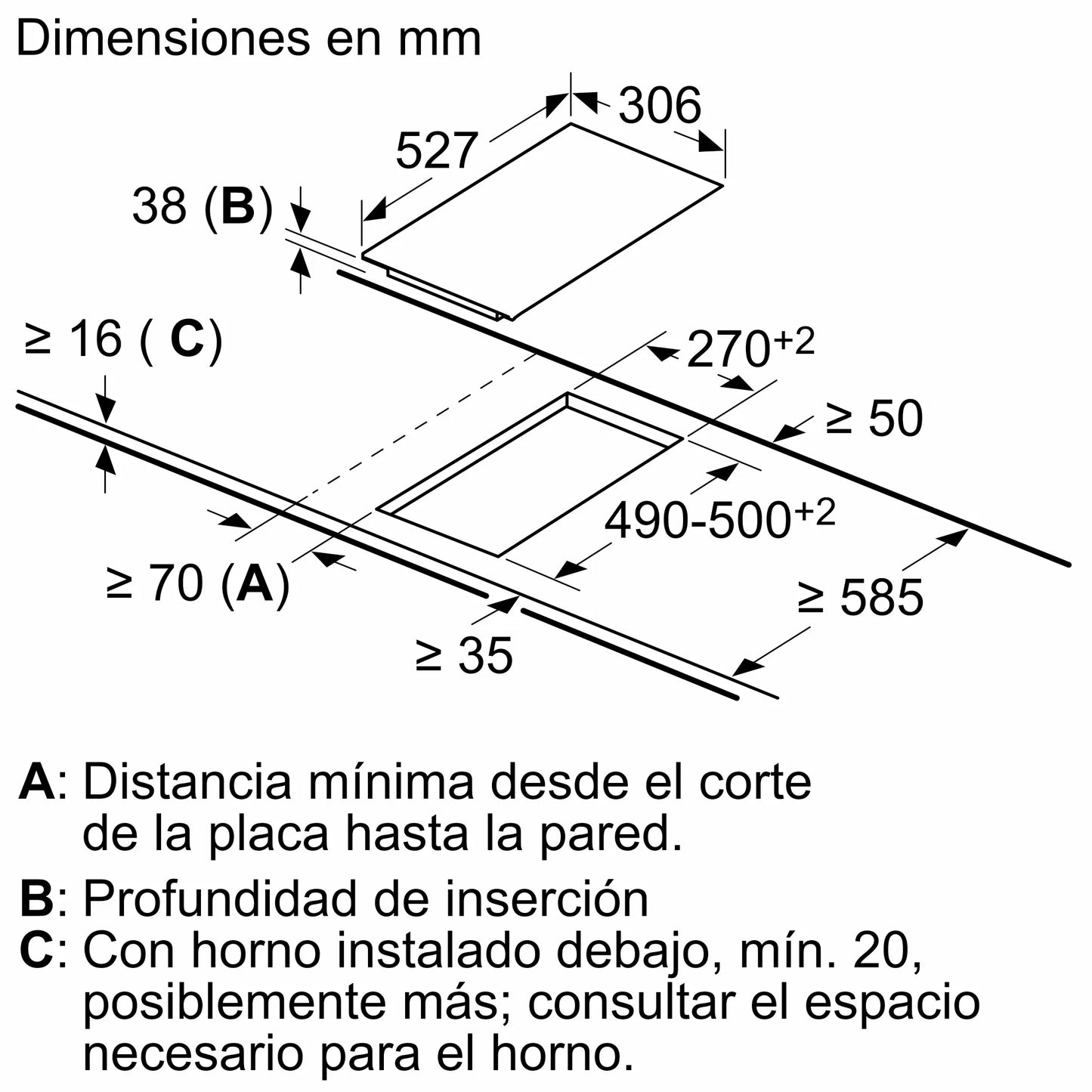 Diagrama técnico de conexión del anafe Bosch PKF375FP2E con módulo de ventilación