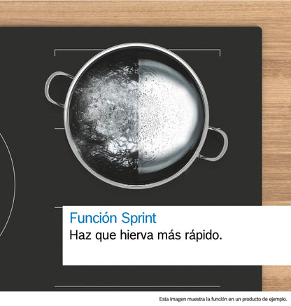Anafe Bosch PKF375FP2E combinado con módulo de ventilación integrada en cocina moderna