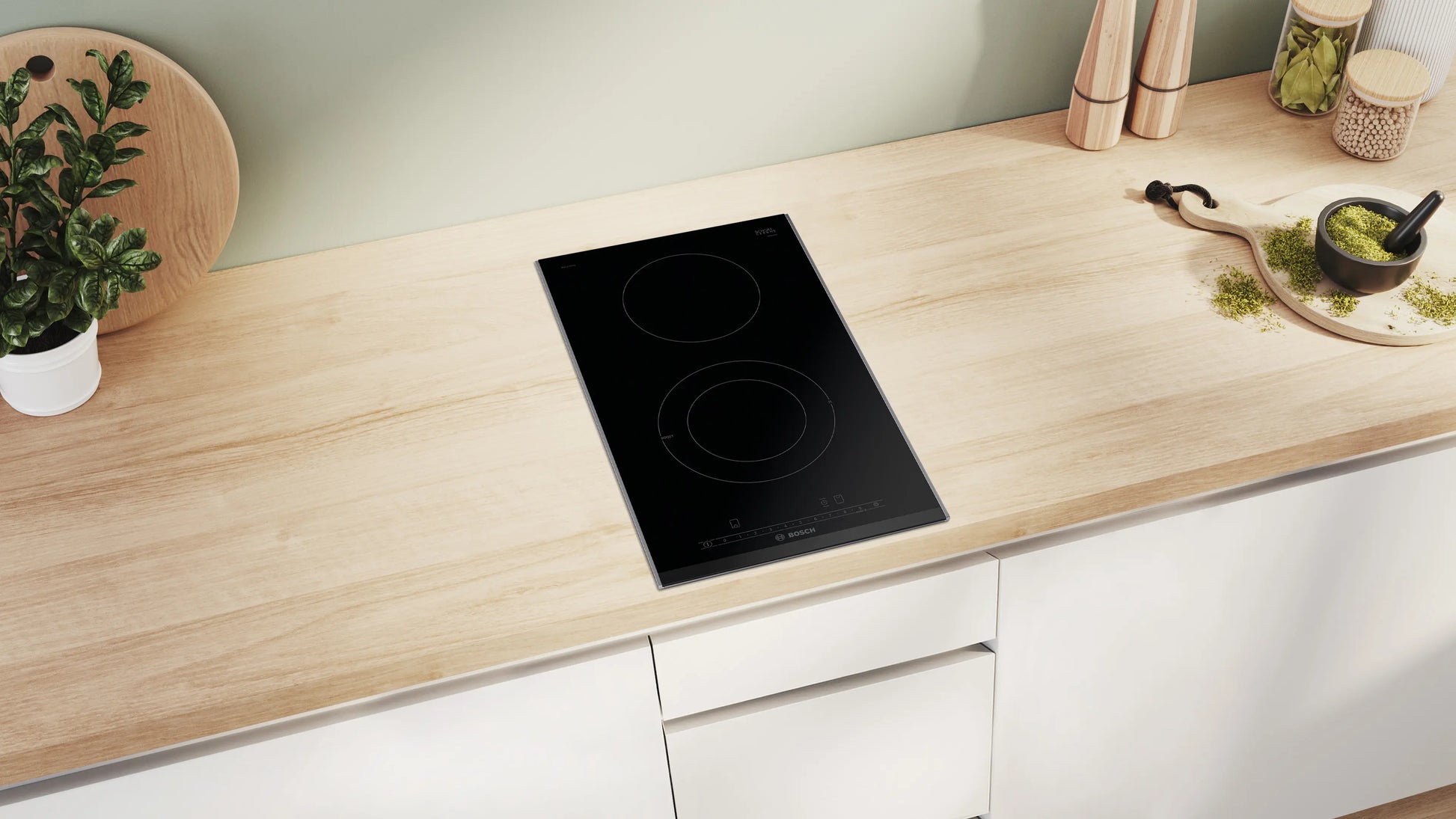 Detalle del panel táctil TouchControl del anafe Bosch PKF375FP2E