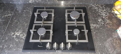 Anafe a gas de cristal templado negro Bosch Flame Select