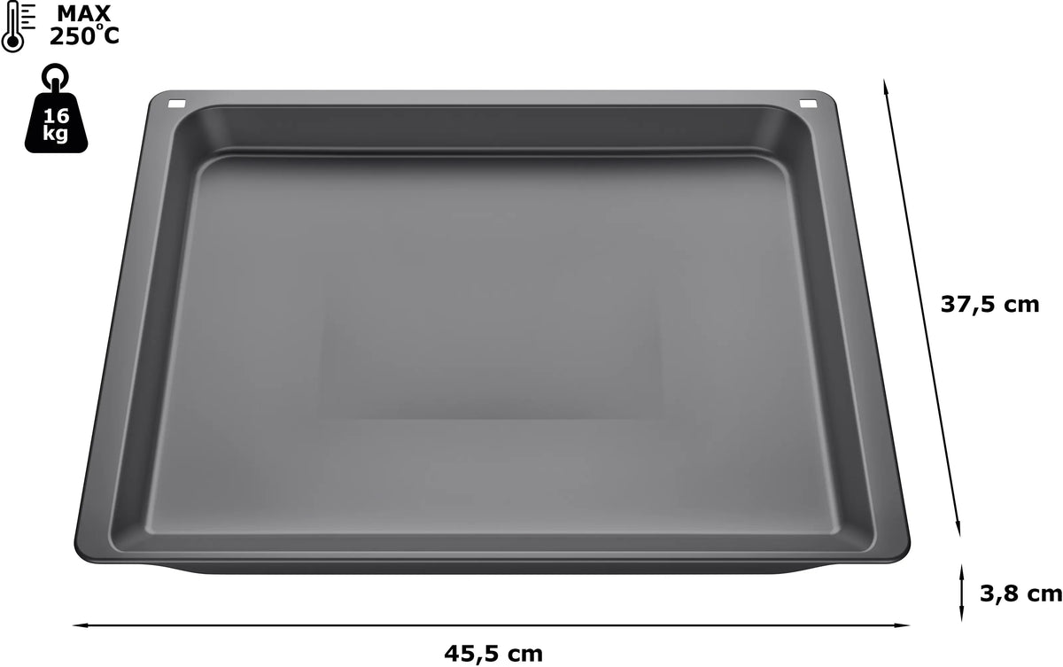 Bandeja universal Bosch HEZ532010 vista en perspectiva mostrando la superficie antiadherente cerámica