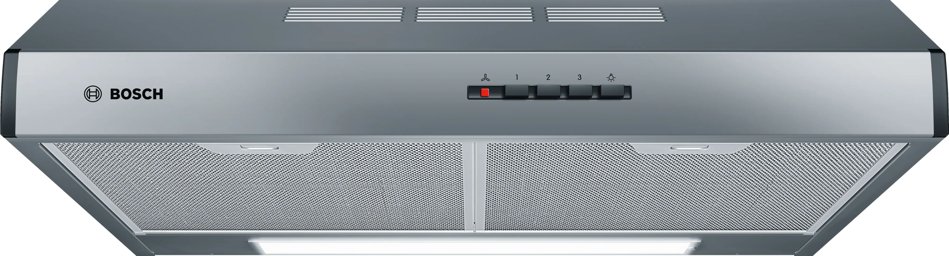 Campana convencional Bosch DUL63CC55 Serie 4 horizontal de 60 cm en acero inoxidable, vista frontal