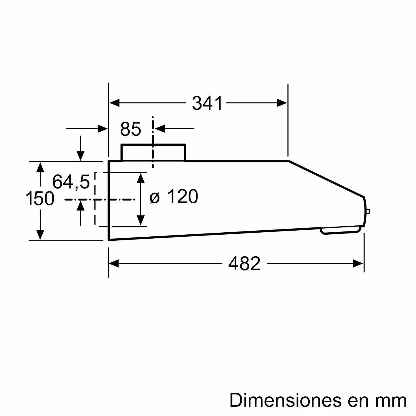 Esquema de salida de aire de la campana Bosch DUL63CC55