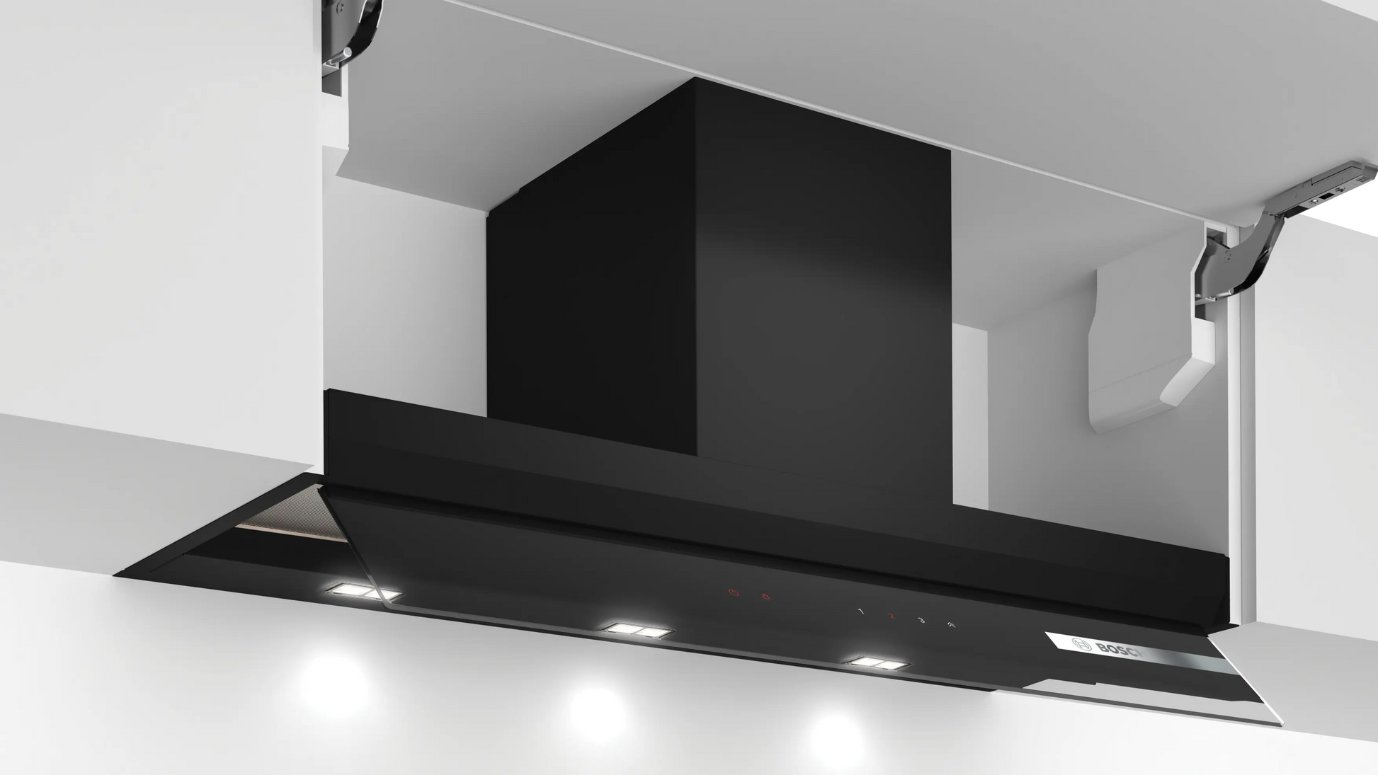 Campana decorativa integrable Bosch DBB97AM60 Serie 6 de 90 cm con cristal negro, vista frontal