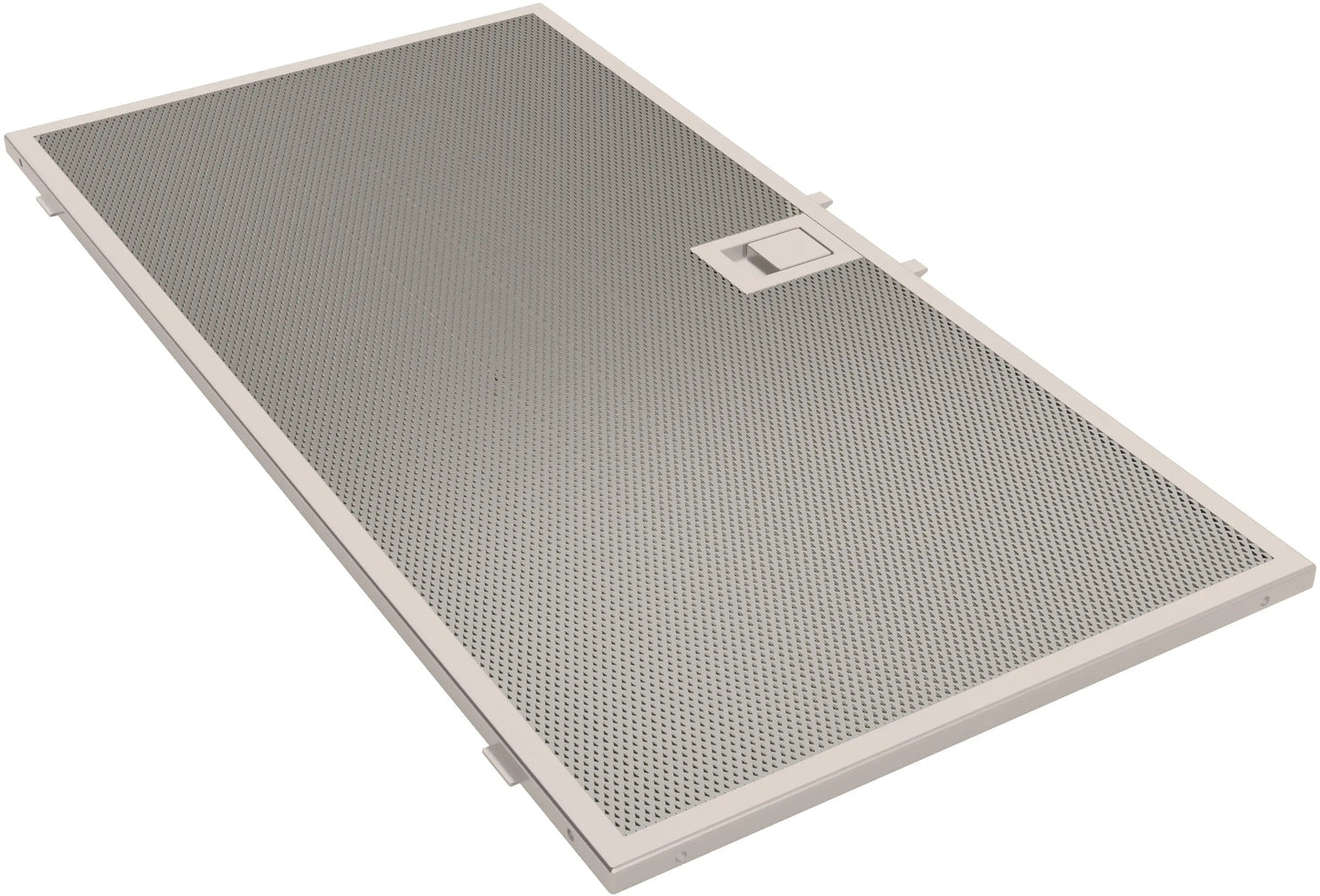 Vista en perspectiva de la campana Bosch DBB97AM60 con filtros antigrasa