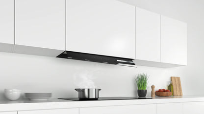 Vista lateral de la campana decorativa integrable Bosch DBB97AM60