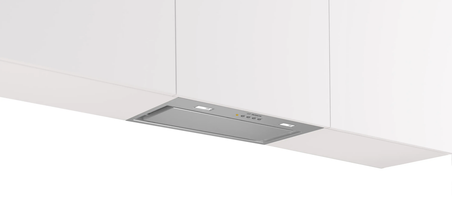 Campana integrable Bosch DLN56AC50 Serie 6 módulo de integración 52 cm en acero inoxidable, vista frontal