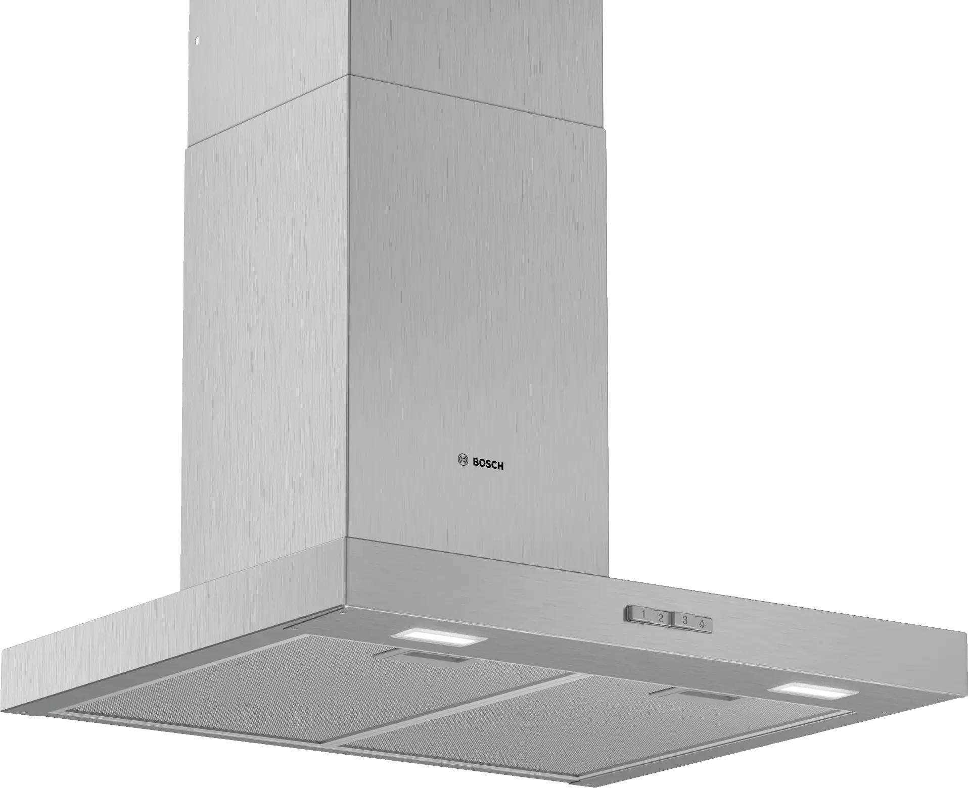 Campana decorativa de pared Bosch DWB66BC50 Serie 2 de 60 cm en acero inoxidable, vista frontal