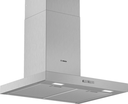 Campana decorativa de pared Bosch DWB66BC50 Serie 2 de 60 cm en acero inoxidable, vista frontal