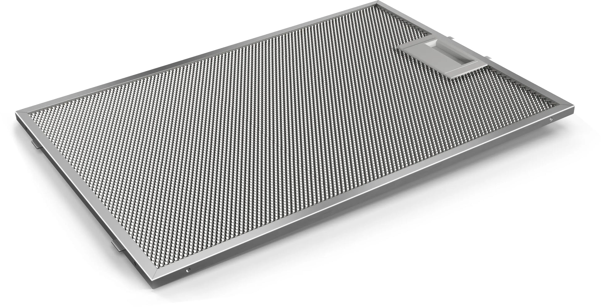 Vista en perspectiva de la campana decorativa Bosch DWB66BC50 con filtros antigrasa