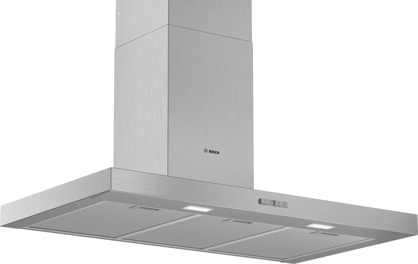 Campana decorativa de pared Bosch DWB96BC50 Serie 2 de 90 cm en acero inoxidable, vista frontal