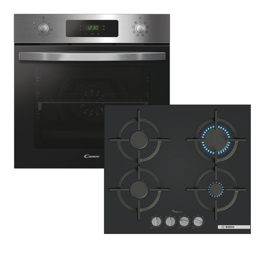Combo Horno Candy + Anafe Bosch PPP6A6I10 Serie 6 (vidrio negro FlameSelect)