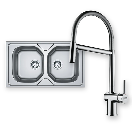 Combo Franke: Bacha Onda Line OLX 620 Acero Inox + Grifo Active Semi Pro Cromo