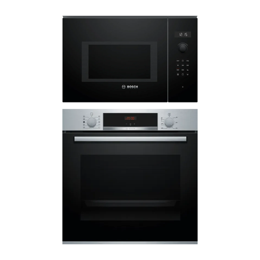 Combo Bosch: Horno Serie 4 HBA512BR0 + Microondas Serie 6 BEL554MB0 Negro