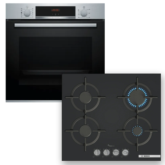 Combo Bosch: Horno Serie 4 HBA512BR0 + Anafe a Gas Serie 6 PPP6A6I10 Vidrio Negro