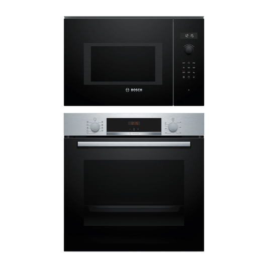 Combo Bosch: Horno Serie 4 HBA514ES3 + Microondas Serie 6 BEL554MB0 Negro