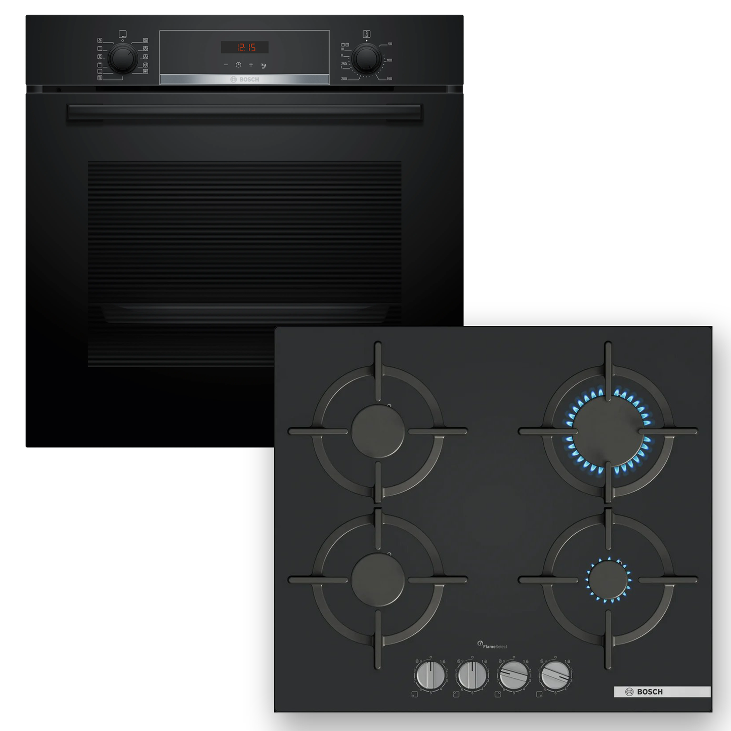 Combo Bosch: Horno Pirolítico Serie 4 HBA574BB3 + Anafe a Gas Serie 6 PPP6A6I10 Vidrio Negro