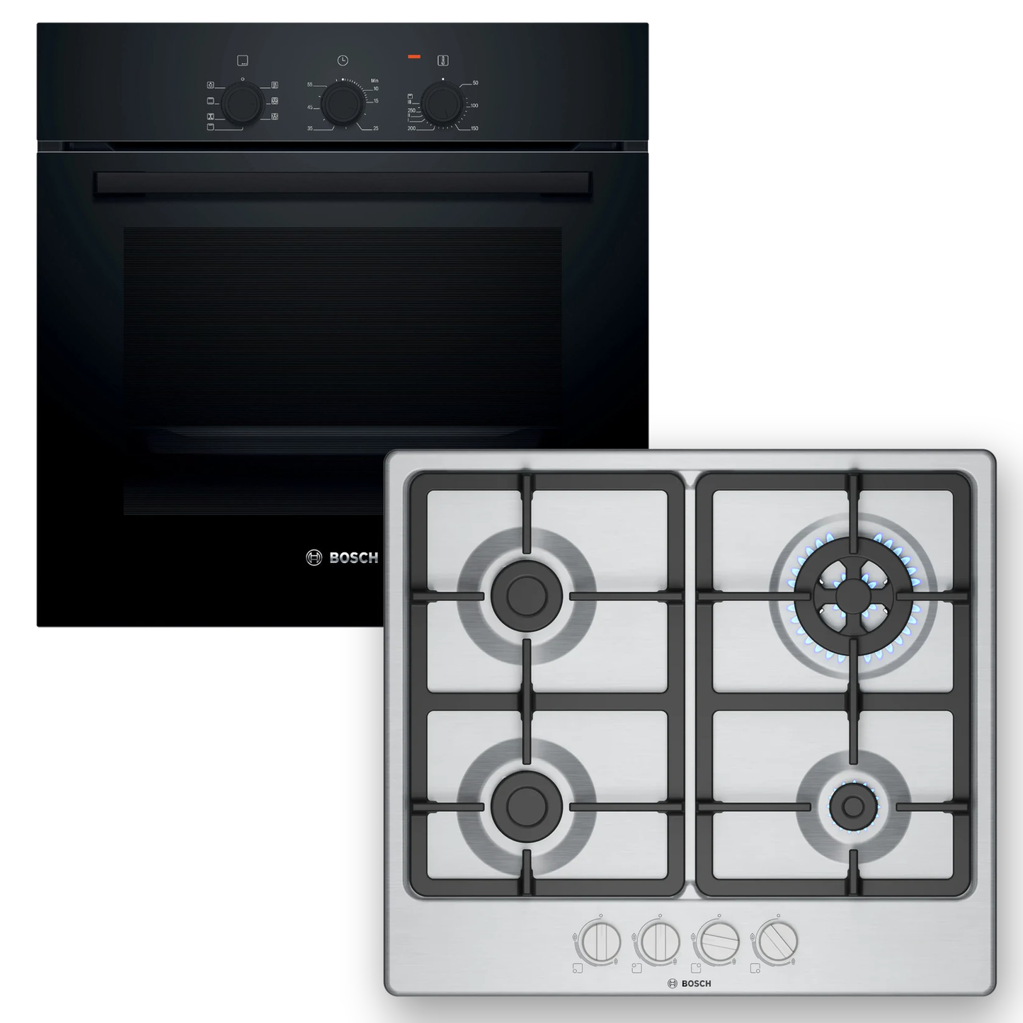 Combo Bosch: Horno Serie 2 HBF011BA2 + Anafe a Gas Serie 4 PGH6B5K90 Inox
