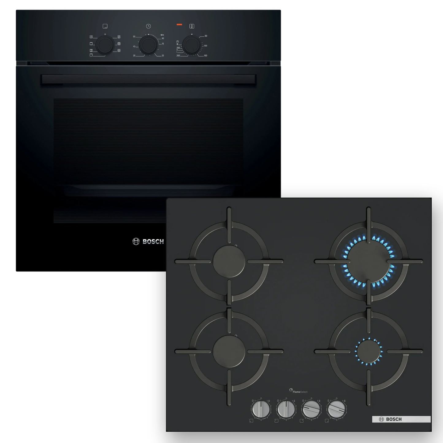 Combo Bosch: Horno Serie 2 HBF011BA2 + Anafe a Gas Serie 6 PPP6A6I10 Vidrio Negro