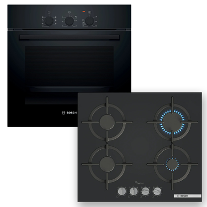 Combo Bosch: Horno Serie 2 HBF011BA2 + Anafe a Gas Serie 6 PPP6A6I10 Vidrio Negro