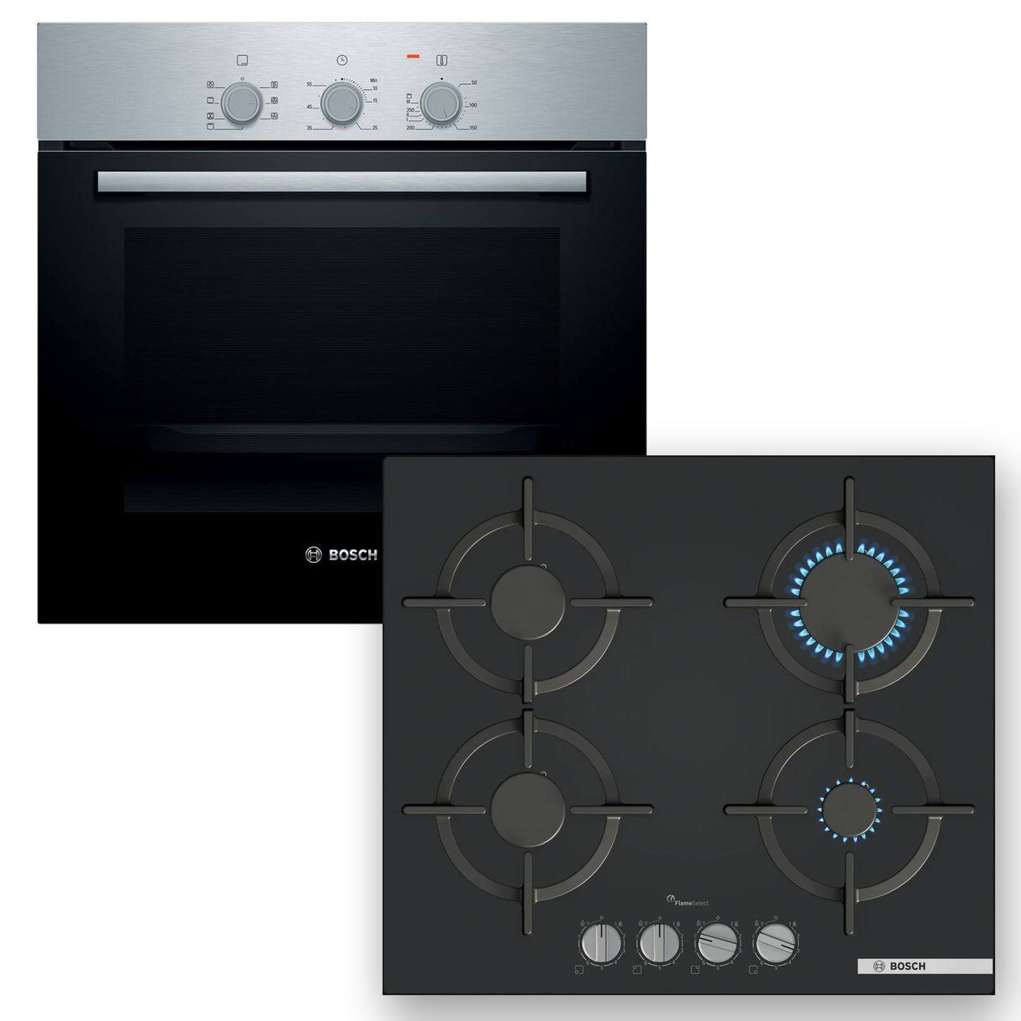 Combo Bosch: Horno HBF011BR0 + Anafe a Gas Serie 6 PPP6A6I10 Vidrio Negro