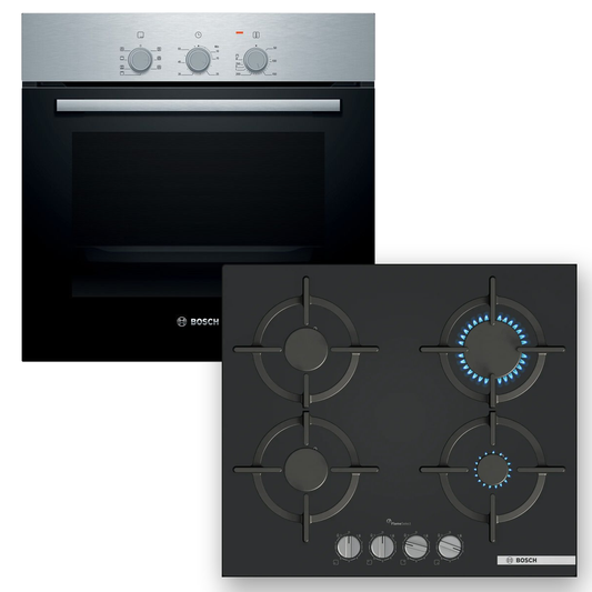 Combo Bosch: Horno HBF011BR0 + Anafe a Gas Serie 6 PPP6A6I10 Vidrio Negro