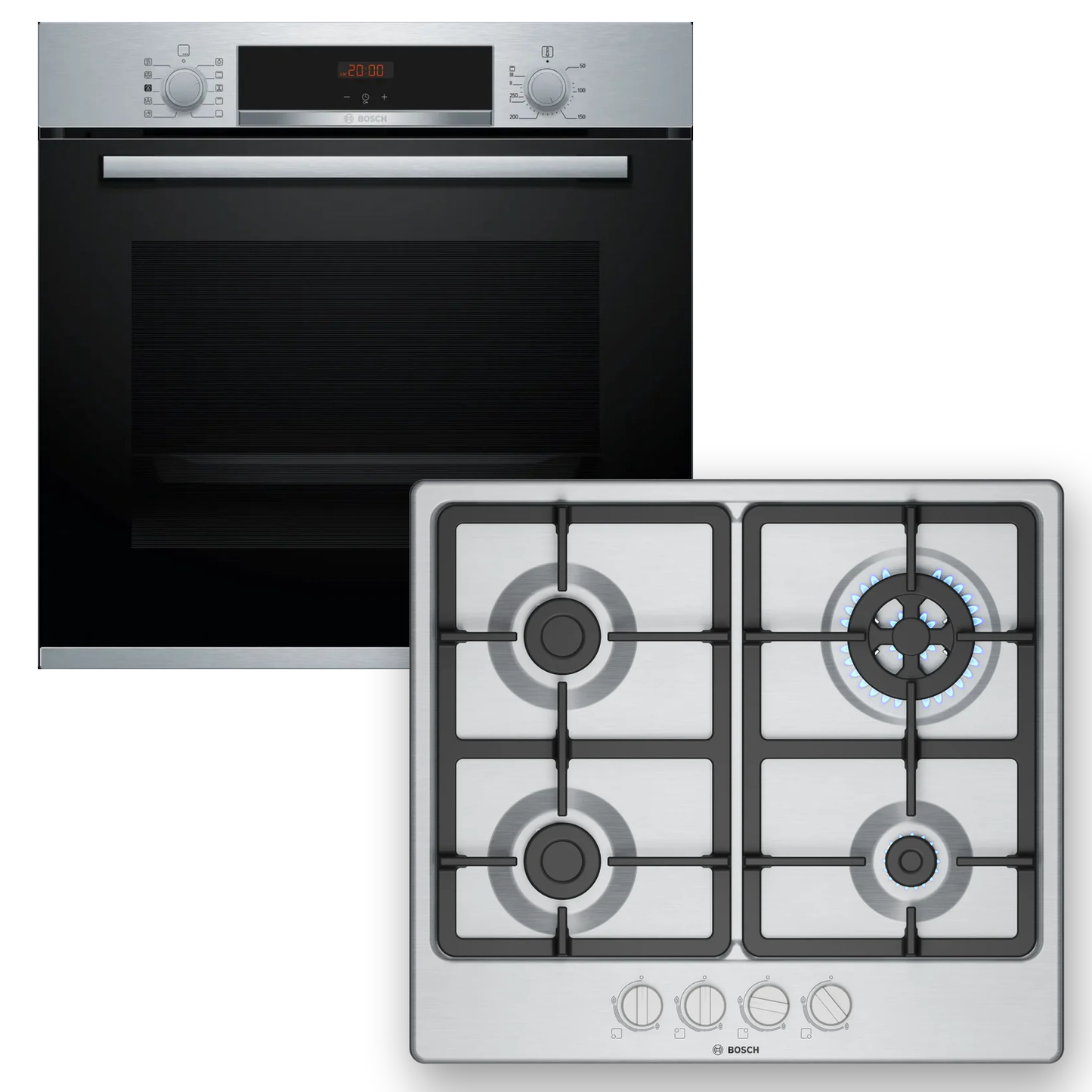 Combo Bosch: Horno con Vapor Serie 4 HRA512ES0 + Anafe a Gas Serie 4 PGH6B5K90 Inox