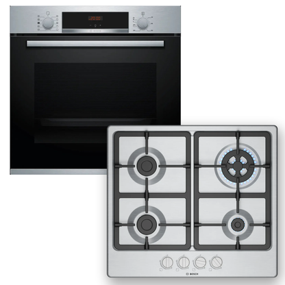 Combo Bosch: Horno con Vapor Serie 4 HRA512ES0 + Anafe a Gas Serie 4 PGH6B5K90 Inox