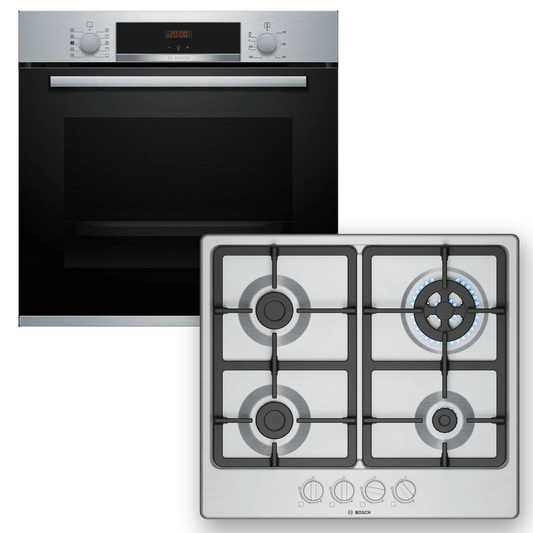 Combo Bosch: Horno con Vapor Serie 4 HRA512ES0 + Anafe a Gas Serie 4 PGH6B5K90 Inox