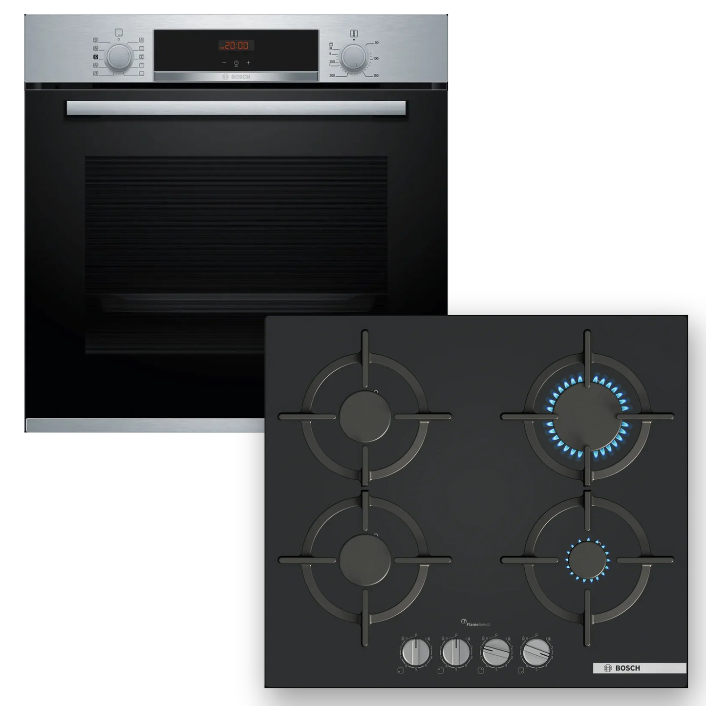 Combo Bosch: Horno con Vapor Serie 4 HRA512ES0 + Anafe a Gas Serie 6 PPP6A6I10 Vidrio Negro