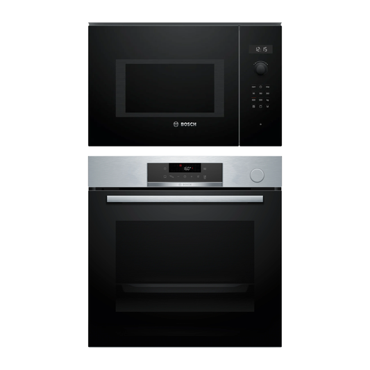 Combo Bosch: Horno Airfryer y Vapor Serie 4 HRG572ES3 + Microondas Serie 6 BEL554MB0 Negro