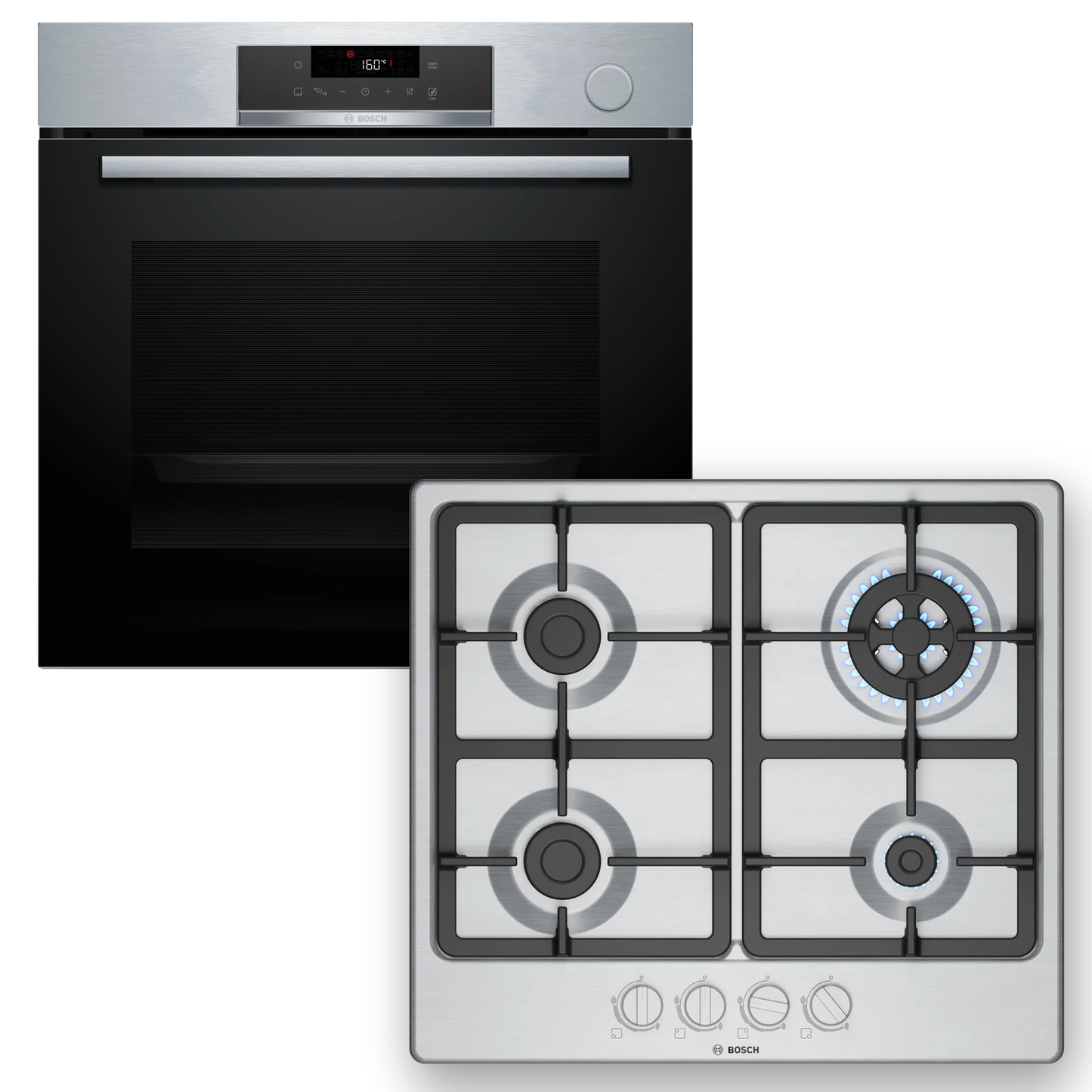 Combo Bosch: Horno Airfryer y Vapor Serie 4 HRG572ES3 + Anafe a Gas Serie 4 PGH6B5K90 Inox