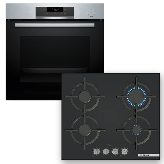 Combo Bosch: Horno Airfryer y Vapor Serie 4 HRG572ES3 + Anafe a Gas Serie 6 PPP6A6I10 Vidrio Negro