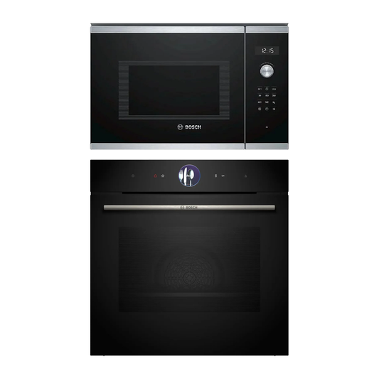 Combo Bosch: Horno Serie 8 HRG7361B1 con Vapor y Airfry + Microondas BEL554MS0