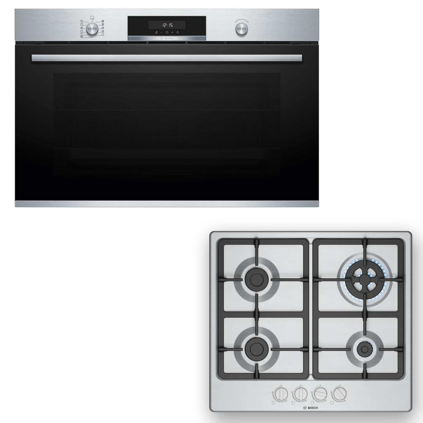 Combo Bosch: Horno 90cm Serie 6 VBD5780S0 + Anafe a Gas Serie 4 PGH6B5K90 Inox
