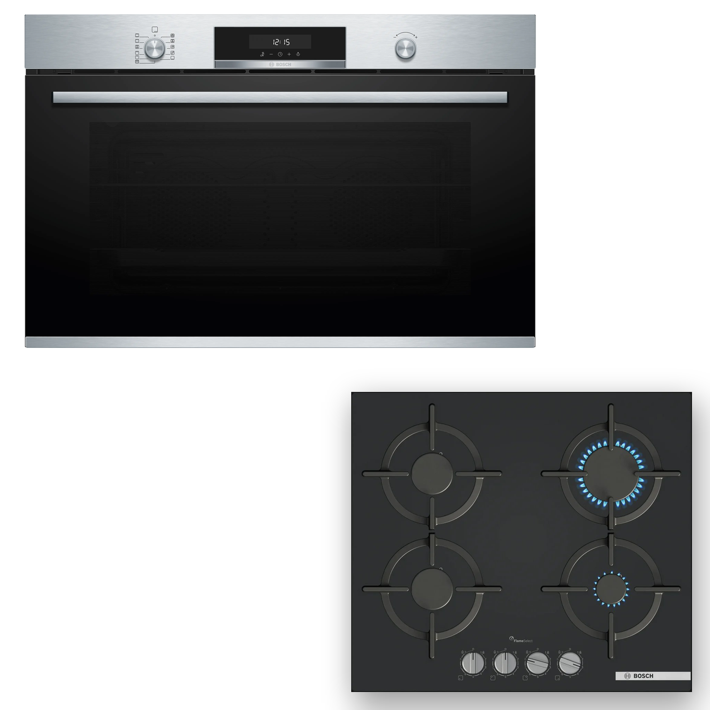 Combo Bosch: Horno 90cm Serie 6 VBD5780S0 + Anafe a Gas Serie 6 PPP6A6I10 Vidrio Negro
