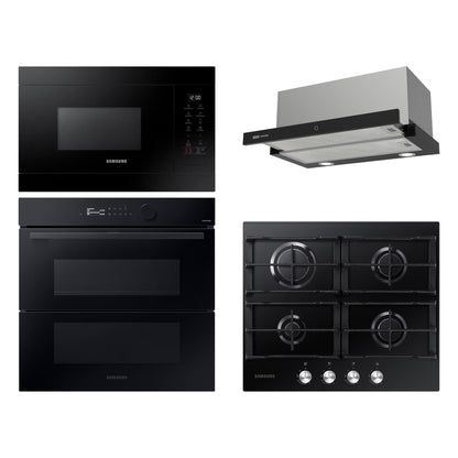 Combo Cocina Completa Negra: Horno Samsung Dual Cook Flex + Microondas Negro + Anafe a Gas Negro + Campana Franke Flexa Touch 60 cm