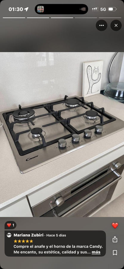 Horno empotrable Candy con anafe a gas integrado de acero inoxidable