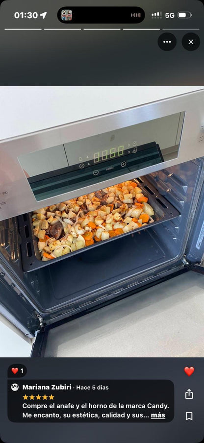 Horno empotrable Candy con anafe a gas integrado en acero inoxidable