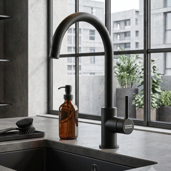 Grifo de Cocina Franke Lina XL Black Matt | Diseño Minimalista