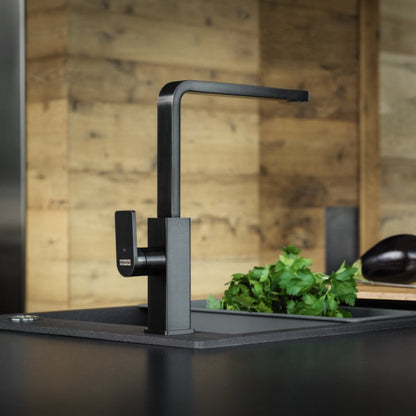Combo Franke: Bacha Maris Fragranite Negro 76x51 + Grifo Mythos Doccia Black Steel