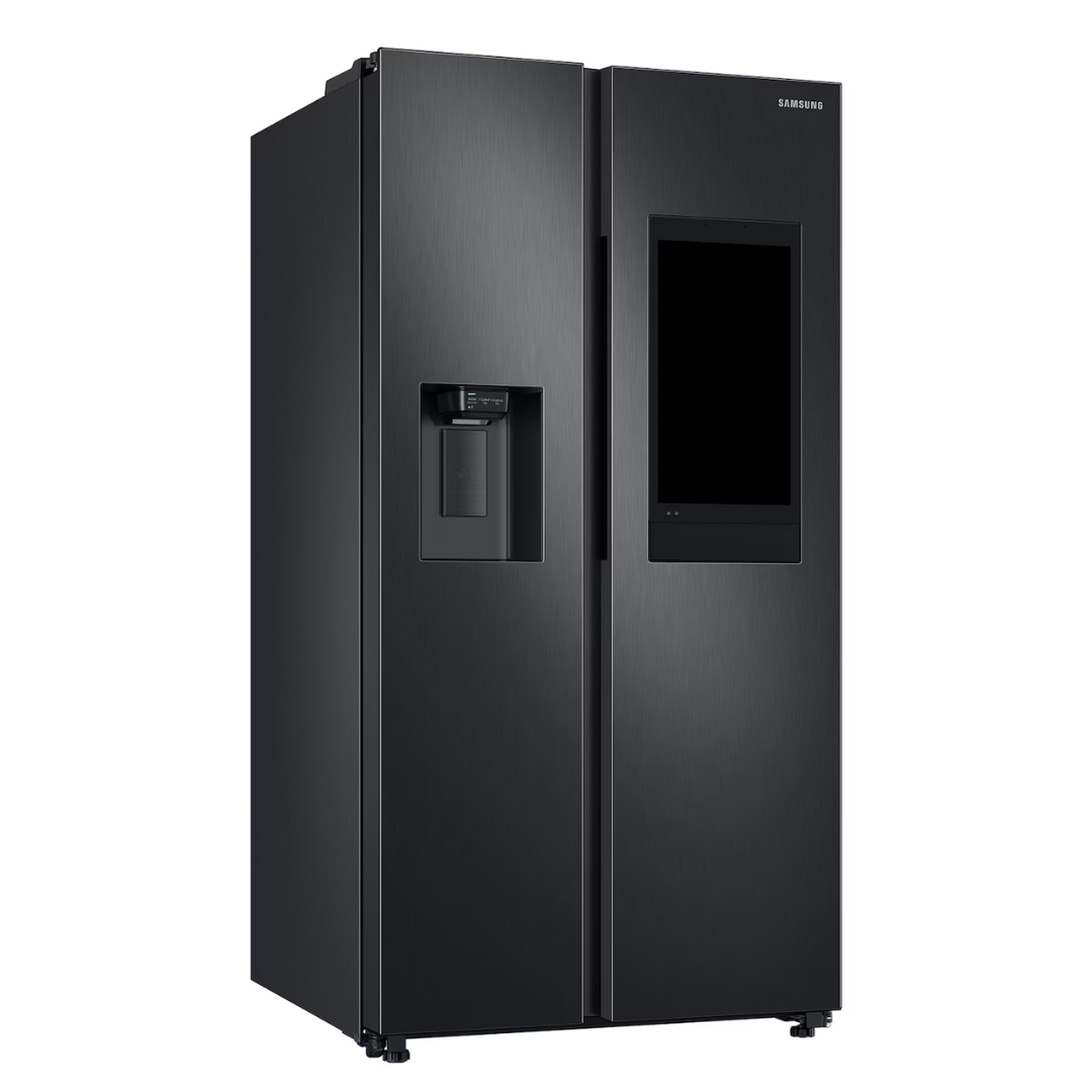 Heladera Samsung Family Hub negra con pantalla táctil y puertas francesas de 685 litros