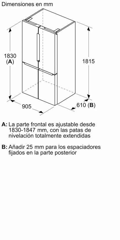 Heladera Bosch Multi Door KFN96VPEA Serie 4 — 605 Litros, Total No Frost, Acero Antihuellas