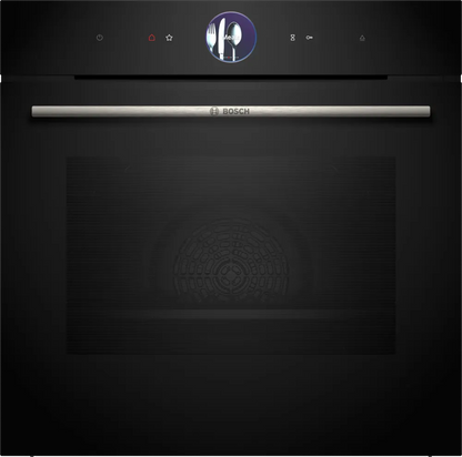 Combo Bosch: Horno Serie 8 HRG7361B1 con Vapor y Airfry + Microondas Serie 6 BEL554MB0 Negro