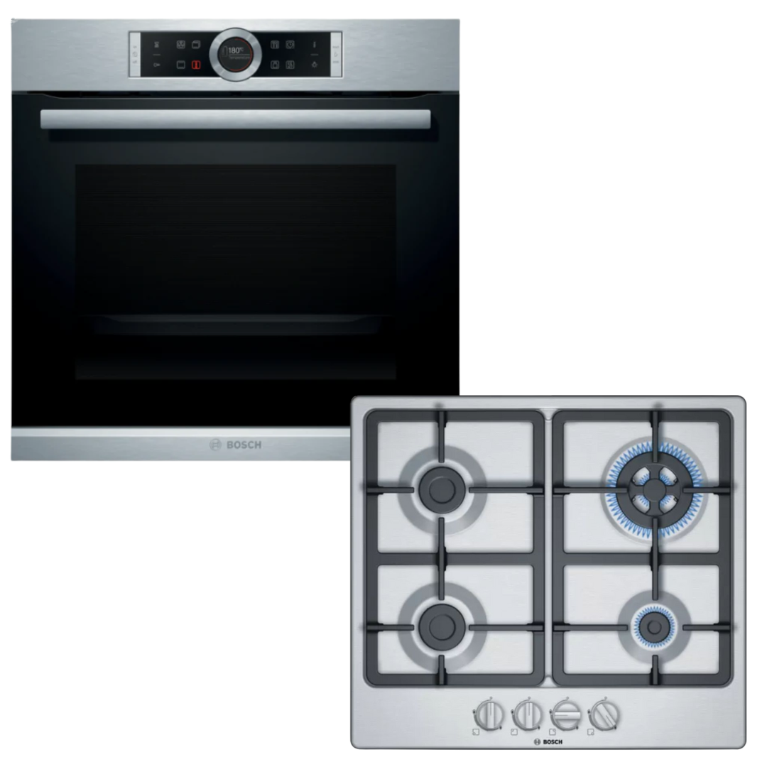 Bosch Horno Serie 8 HRG635BS1B con Vapor y Anafe a Gas
