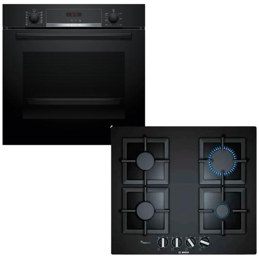 Bosch Horno Pirolítico Negro Serie 4 y Anafe a gas Negro Bosch
