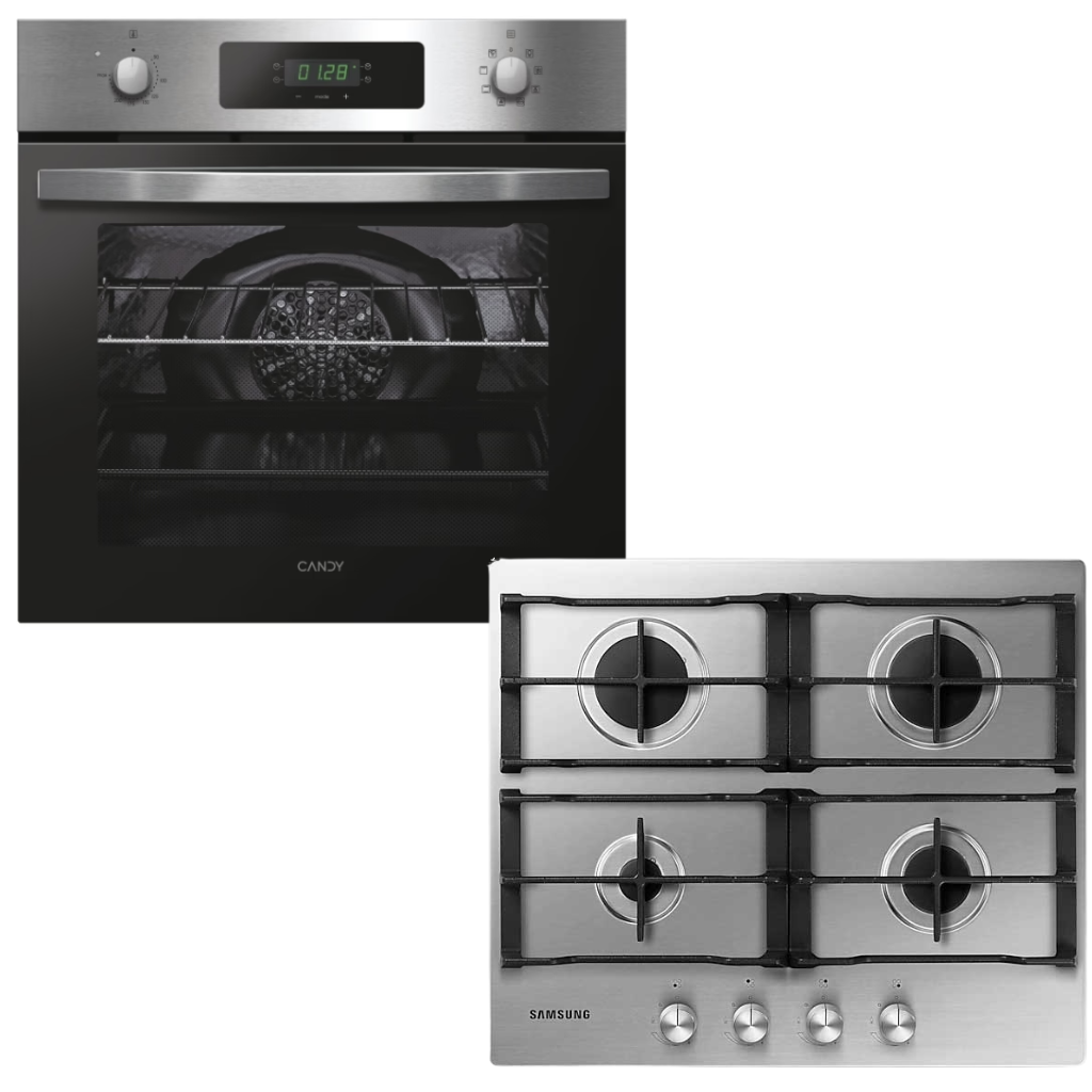 Horno empotrable Candy con anafe a gas integrado en cocina moderna