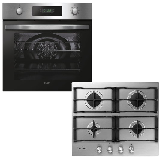 Horno empotrable Candy con anafe a gas integrado en cocina moderna