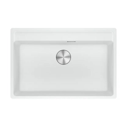 Bacha Franke Fragranite blanco polar rectangular con pileta profunda sobre mesada
